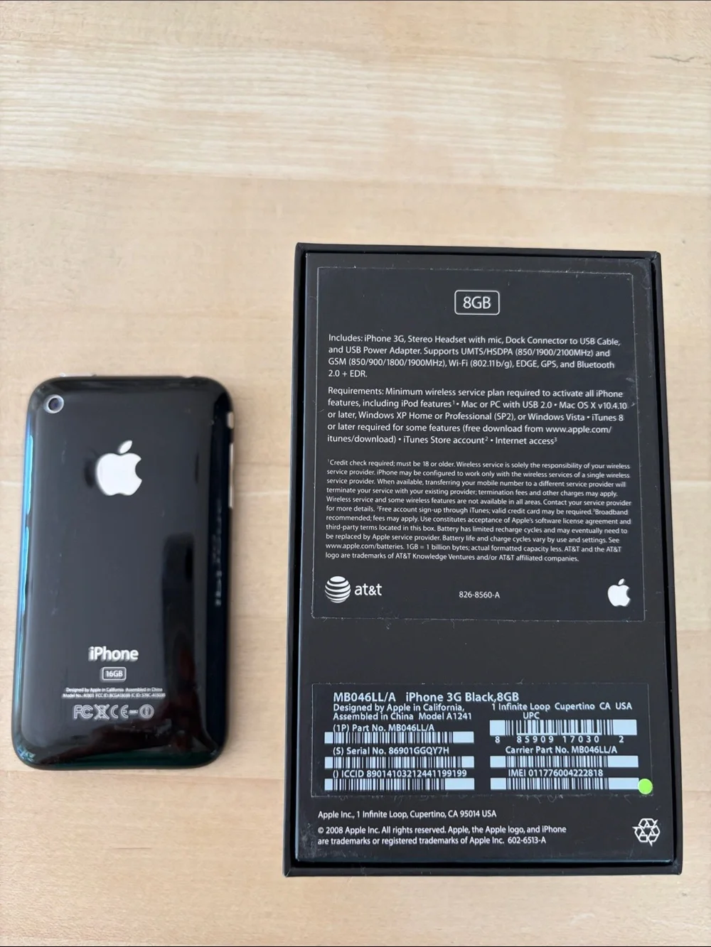 Apple iPhone 3G 16GB Black with Original Box
